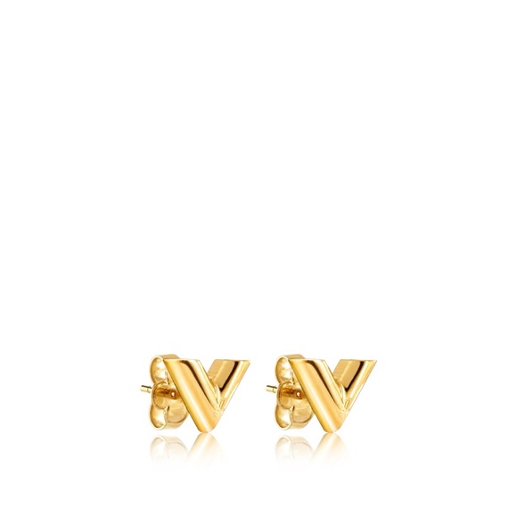 LOUIS VUITTON Gold Essential V Stud Earrings - Picture 2 of 9